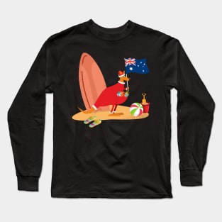Santa Kangaroo on the Beach Long Sleeve T-Shirt